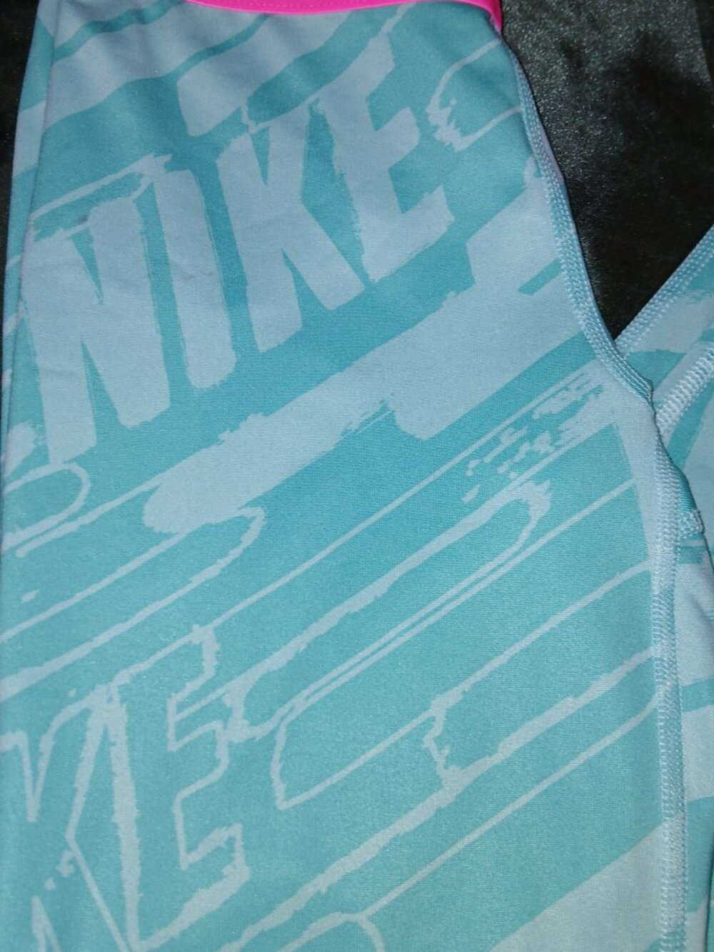 Nike Pro Dri-Fit Leggings Teal Pink Waistband M